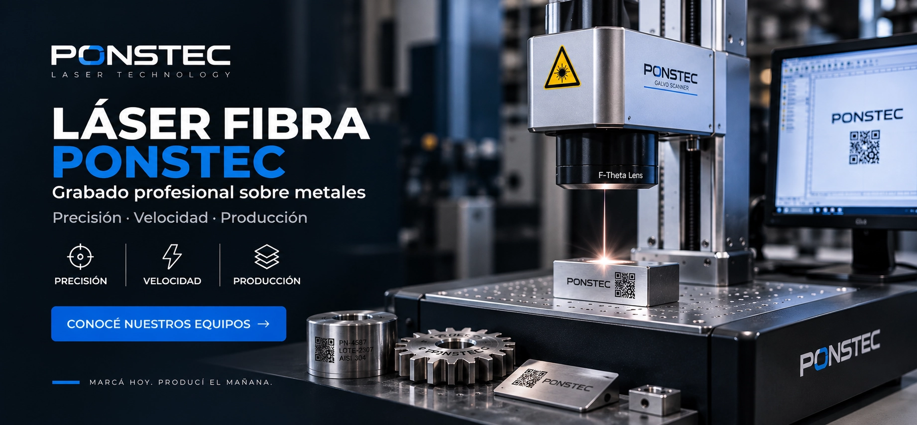 PONSTEC Láser Fibra - Grabado profesional sobre metales